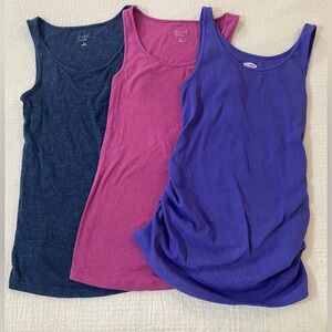 Bundle of Women's  Maternity Tank Tops - Blue, Pink, and Purple
